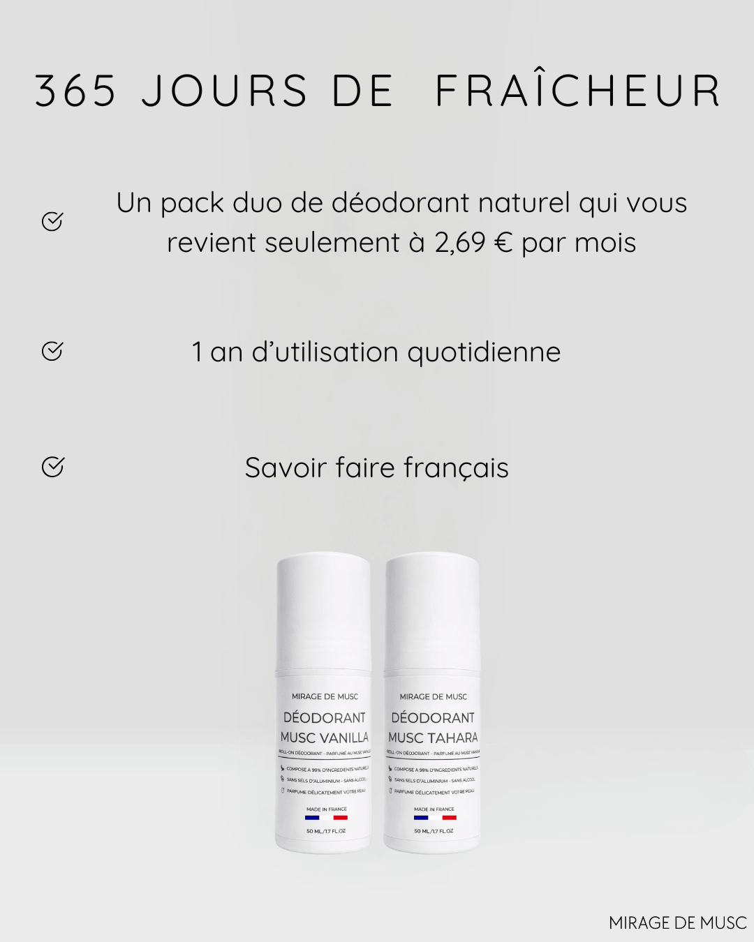 Pack de 2 Déodorants musqués naturels – Format Économique 1 an